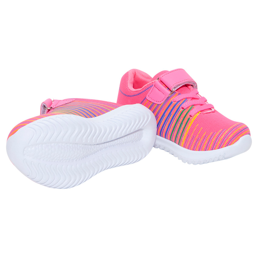 Baskets basses roses à lacets élastiques et scratch 