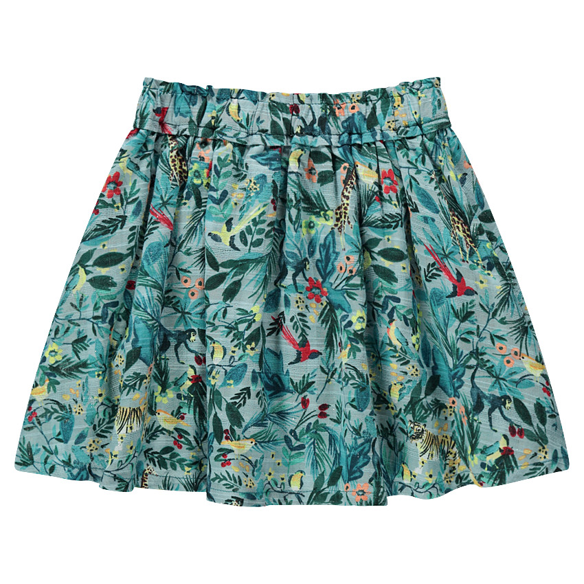 Jupe volantée à imprimé tropical all-over 