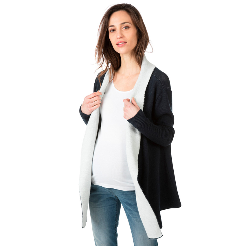 Gilet de grossesse en maille bicolore 