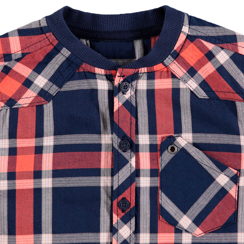 Chemise à larges carreaux contrastés et col esprit teddy 