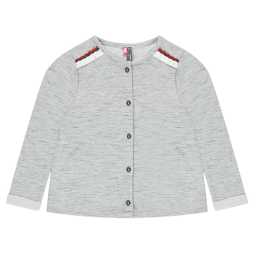 Gilet en molleton chiné avec galons frangés 