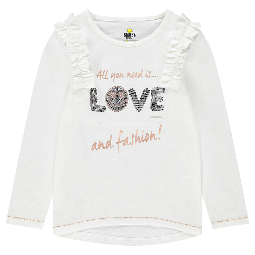 Tee-shirt manches longues en jersey avec Smiley en sequins 