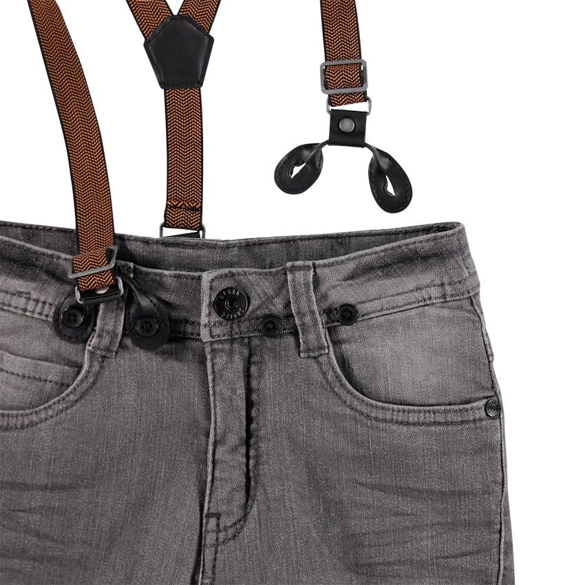 Jeans à bretelles effet crinkle 