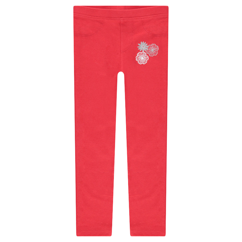 Legging en jersey rouge avec fleurs printées 