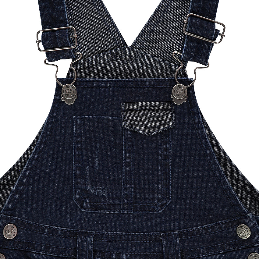 Salopette longueur 3/4 en jeans effet used  