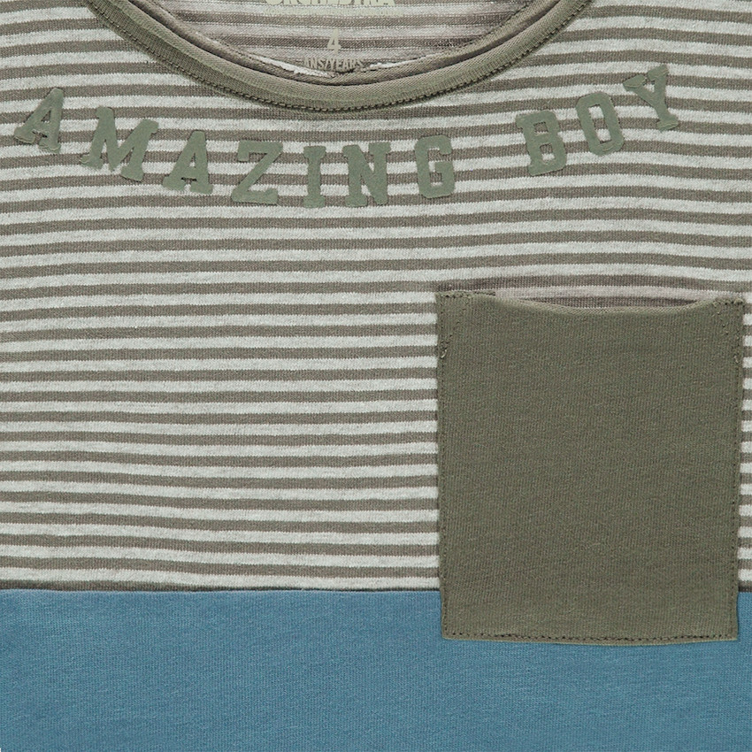 Tee-shirt manches longues en jersey avec rayures et poche 