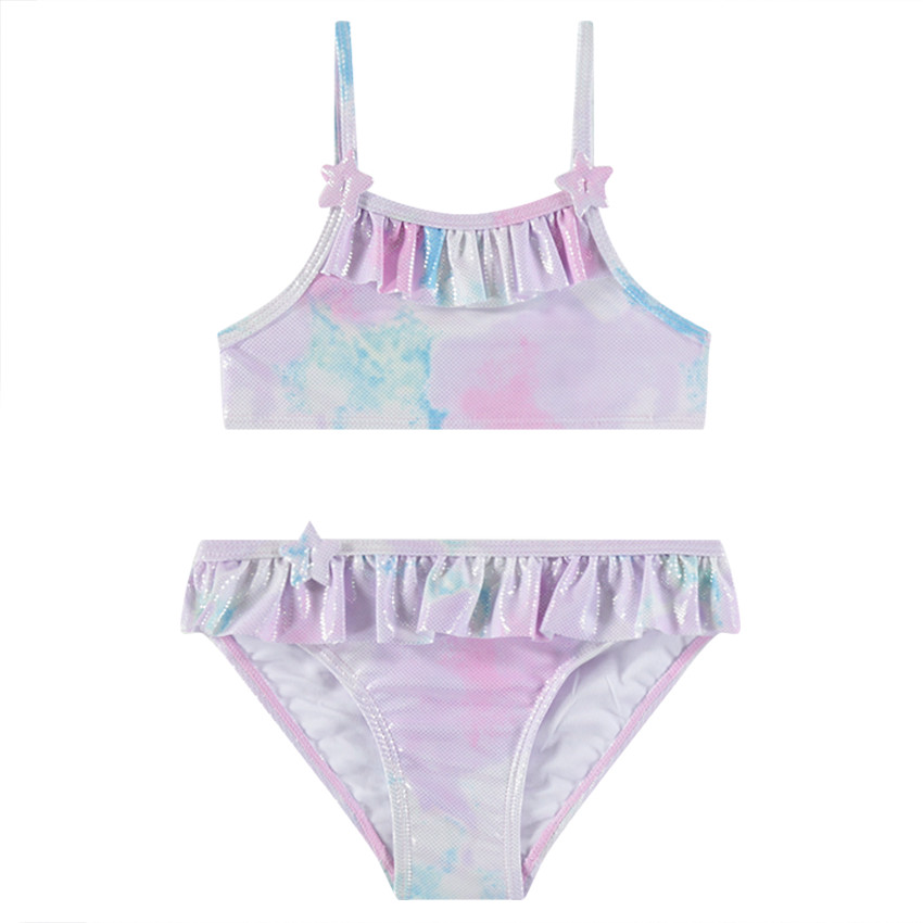 Maillot de bain 2 pièces iridescent avec volants 