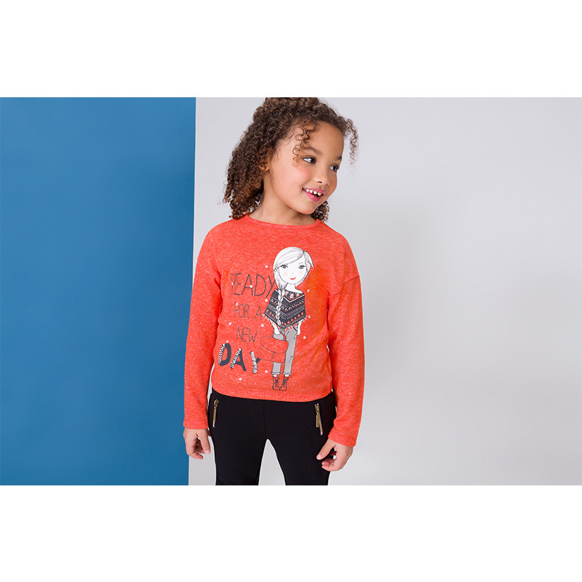 Sweat léger aspect tricot avec print fillette 