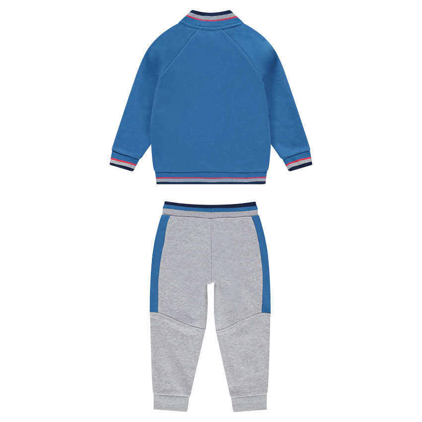 Jogging bicolore en molleton avec gilet esprit teddy et texte printé 