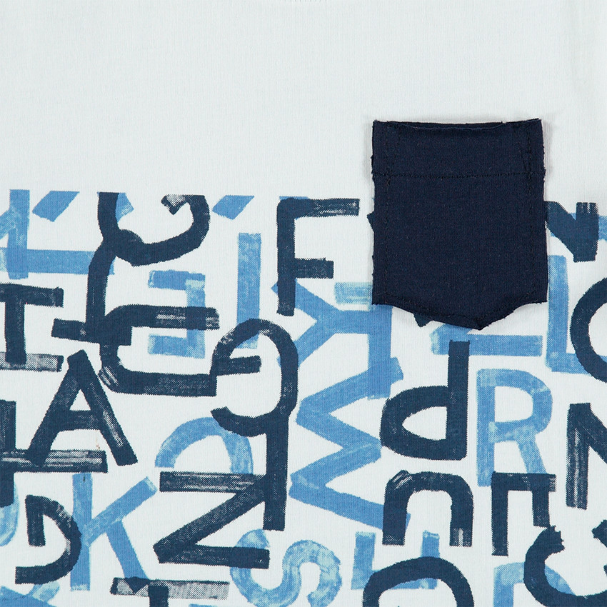Tee-shirt manches courtes avec lettre printées et poche 
