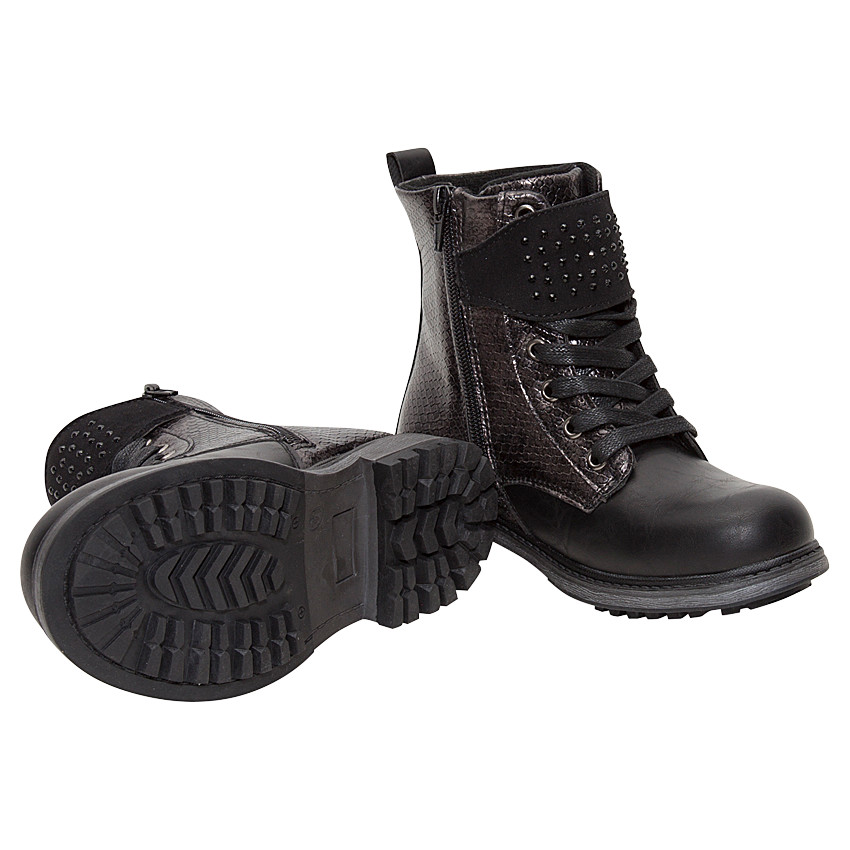 Boots noirs effet croco avec strass fantaisie 