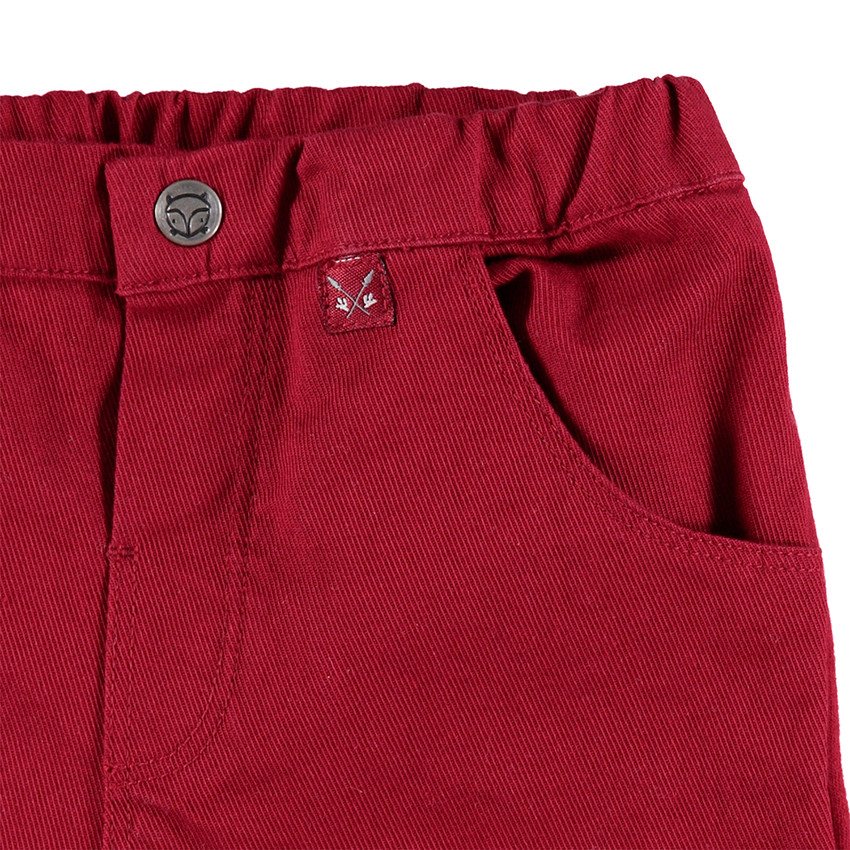 Body manches longues style chemise avec pantalon en twill rouge 