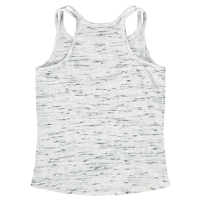 Débardeur côtelé en jersey slub avec coeur pailleté printé 