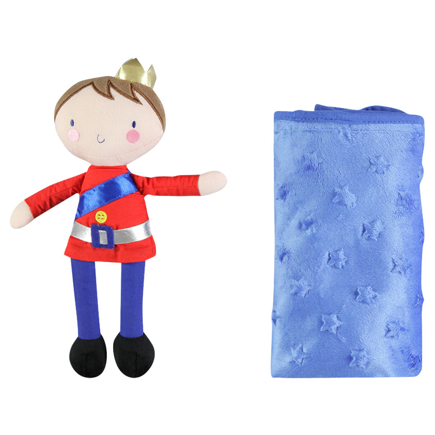 Peluche prince et couverture en sherpa étoilée 
