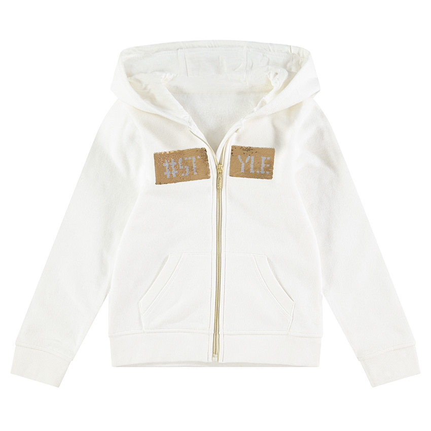 Junior - Gilet en molleton à capuche avec message printé en sequins magiques 