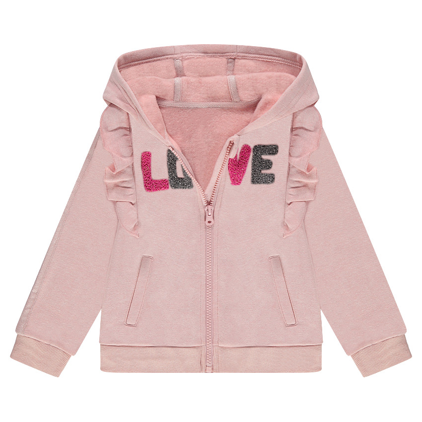 Gilet en molleton à capuche avec volants et motif fantaisie 