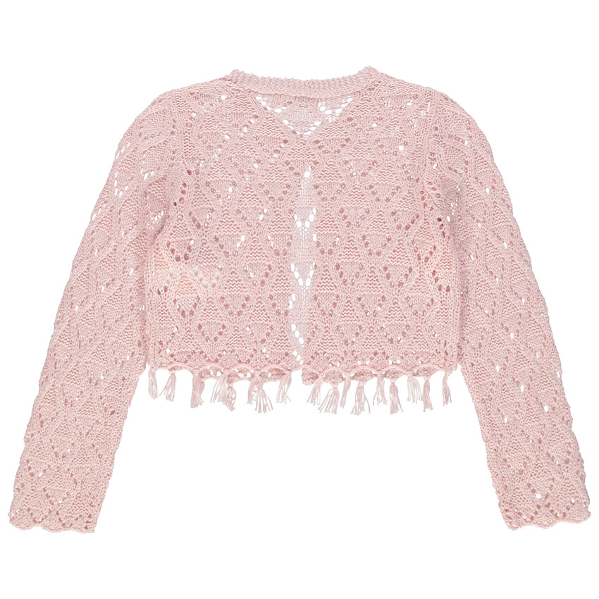 Gilet en tricot ajouré avec finitions à franges 