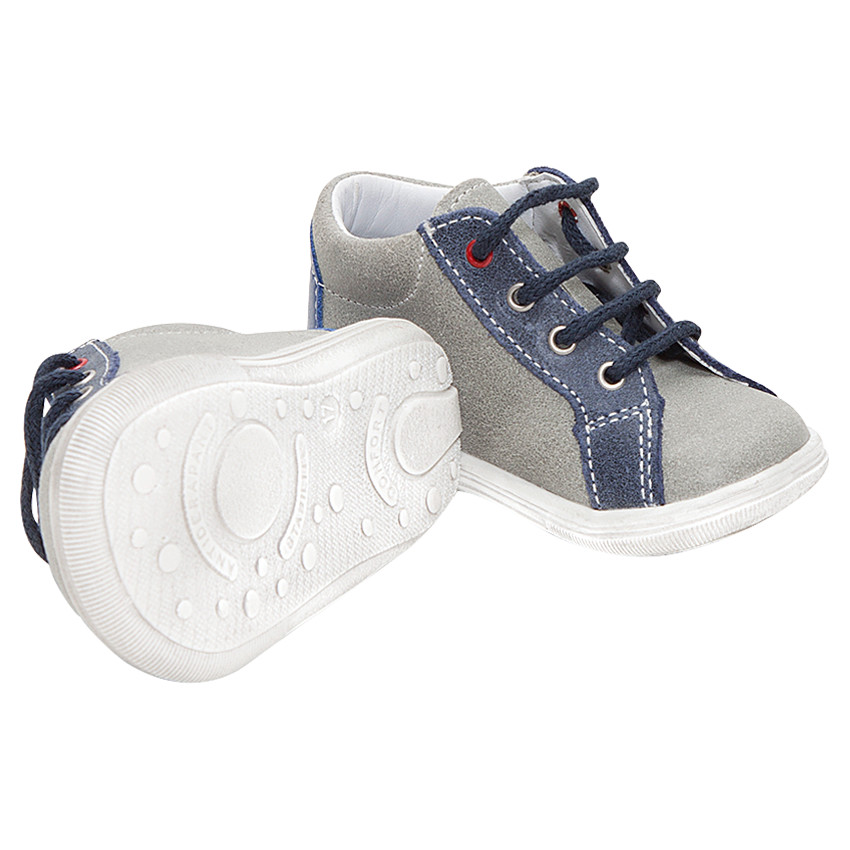 Bottillons en cuir suédé à lacets print bateau 