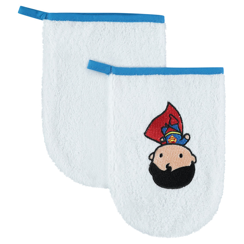 Set de 2 gants de toilette avec Superman brodé JUSTICE LEAGUE - CHIBI 
