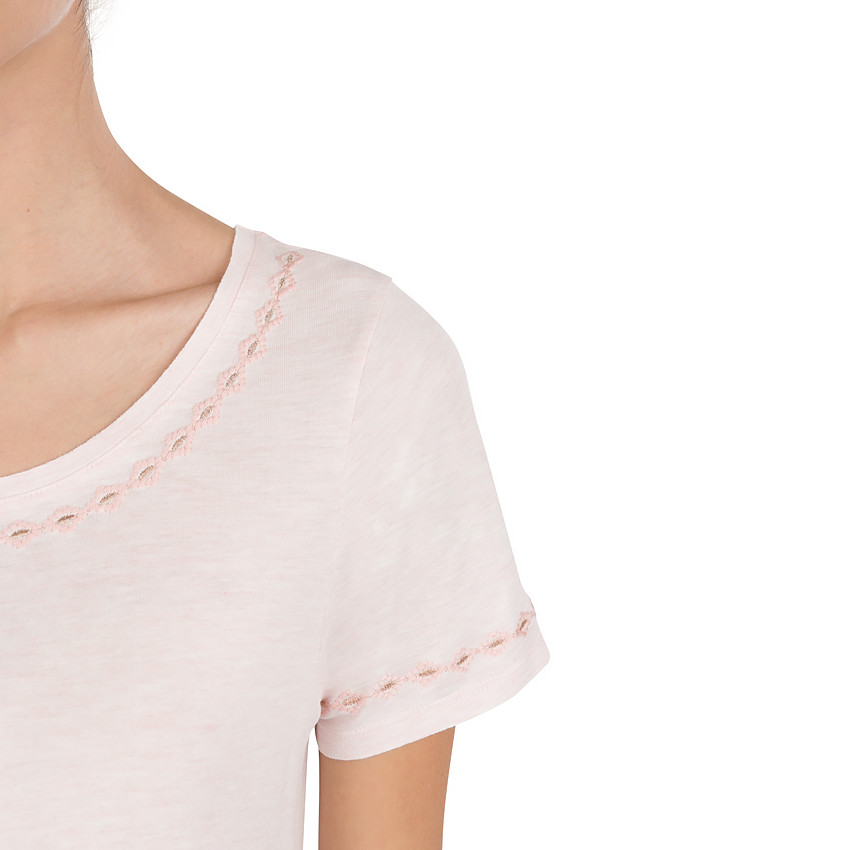 Tee-shirt manches courtes de grossesse avec fines broderies 