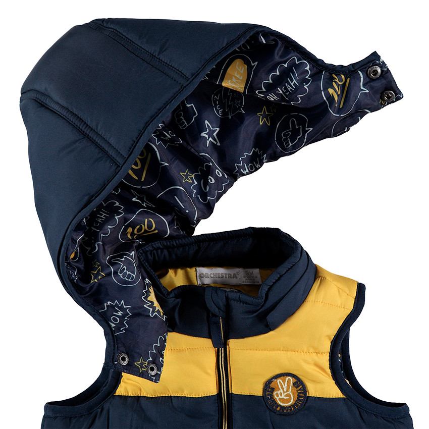 Doudoune sans manches avec badge patché et capuche amovible 