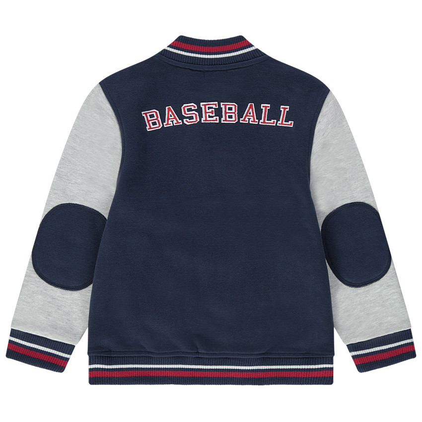 Teddy en molleton bicolore avec badges et broderies 