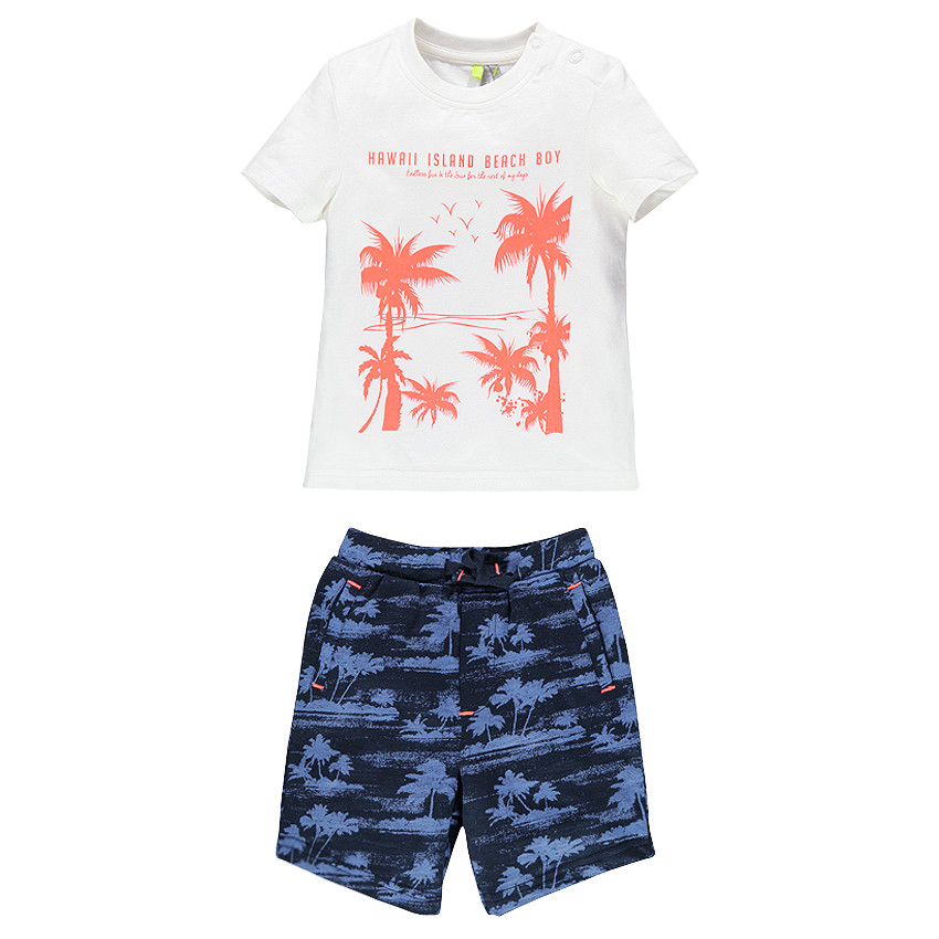 Ensemble de plage avec tee-shirt et bermuda imprimé fleurs 