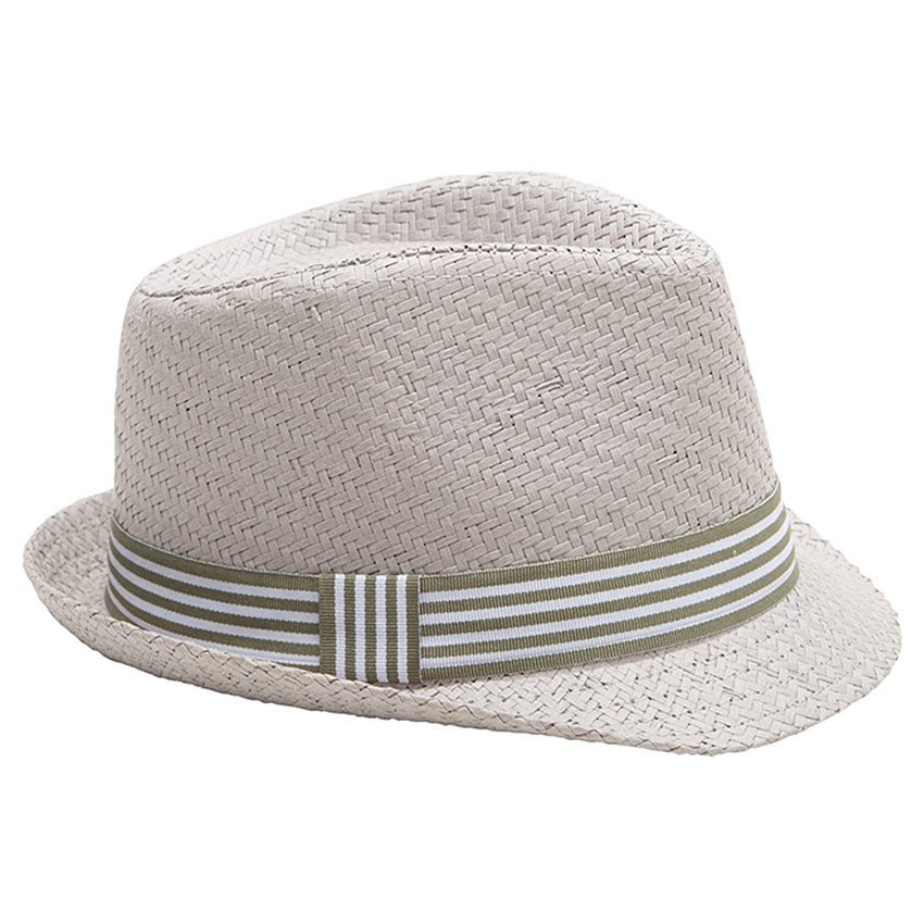 Borsalino effet paille avec ruban rayé 