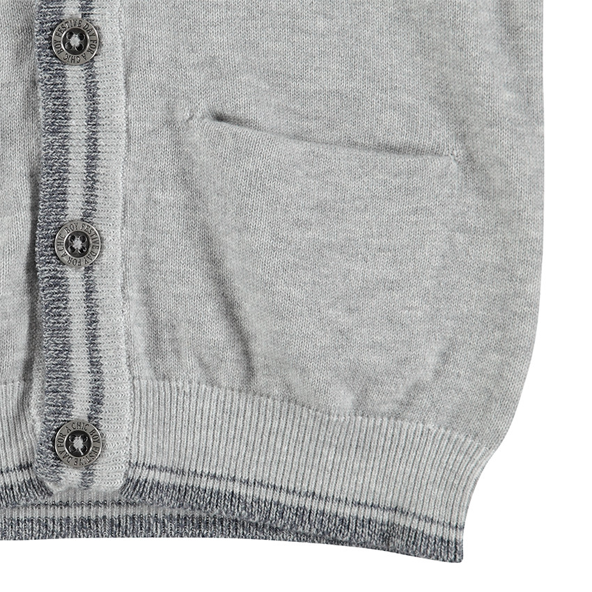 Gilet de cérémonie en tricot avec finitions en bord-côte rayé  