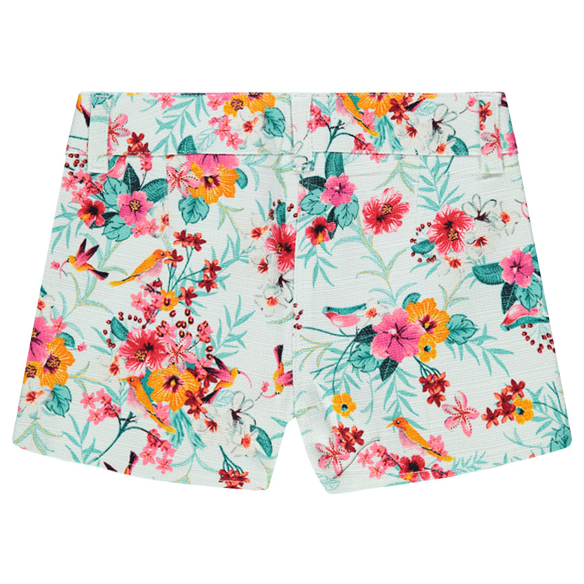 Short en coton natté avec fleurs imprimées esprit tropical 