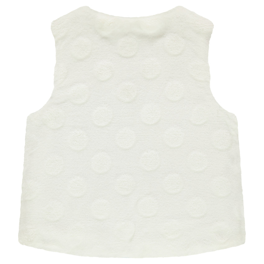 Gilet sans manches en sherpa à pois reliéfés et doublure satin 