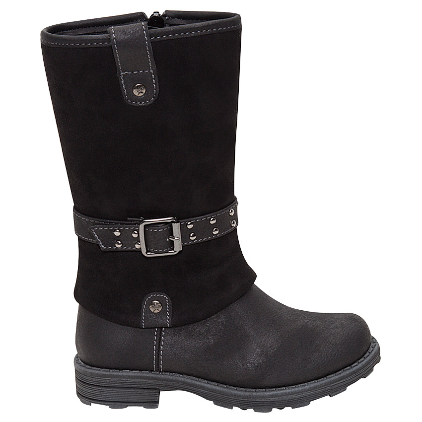 Bottes noires en simili cuir avec boucles et effet revers 