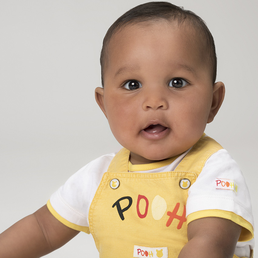 Salopette short en coton armuré Disney Winnie l'Ourson 