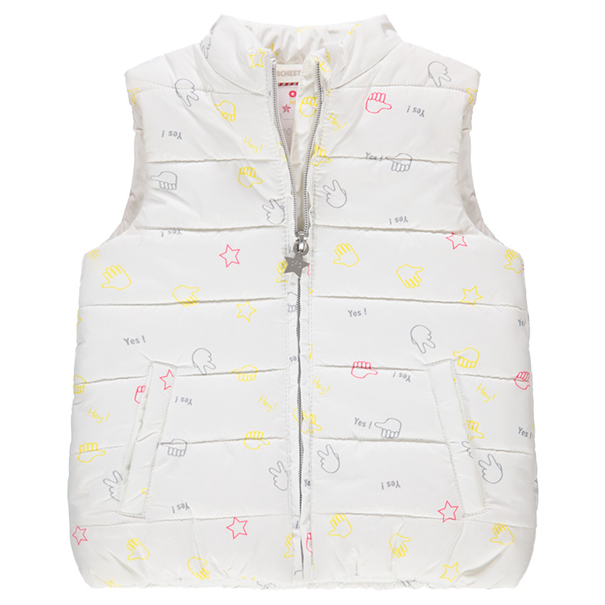 Doudoune sans manches matelassée avec motifs imprimés all-over 