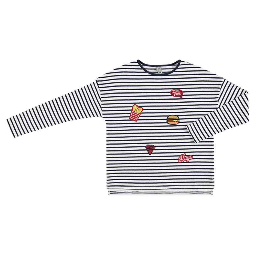 Junior - Sweat en molleton rayé avec badges junk food 