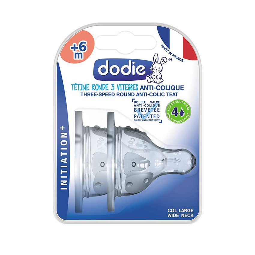 Set de 2 tétines en silicone 3 vitesses + de 6 mois spécial liquides épais - Initiation + 