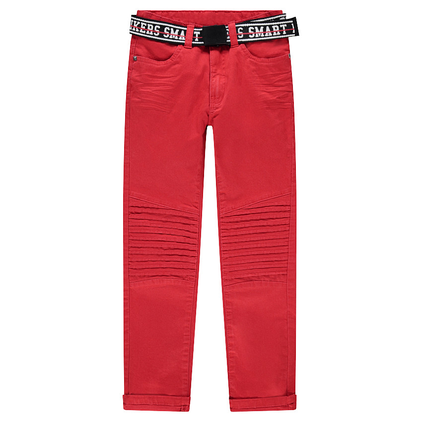 Junior - Pantalon en twill rouge avec ceinture imprimée amovible 