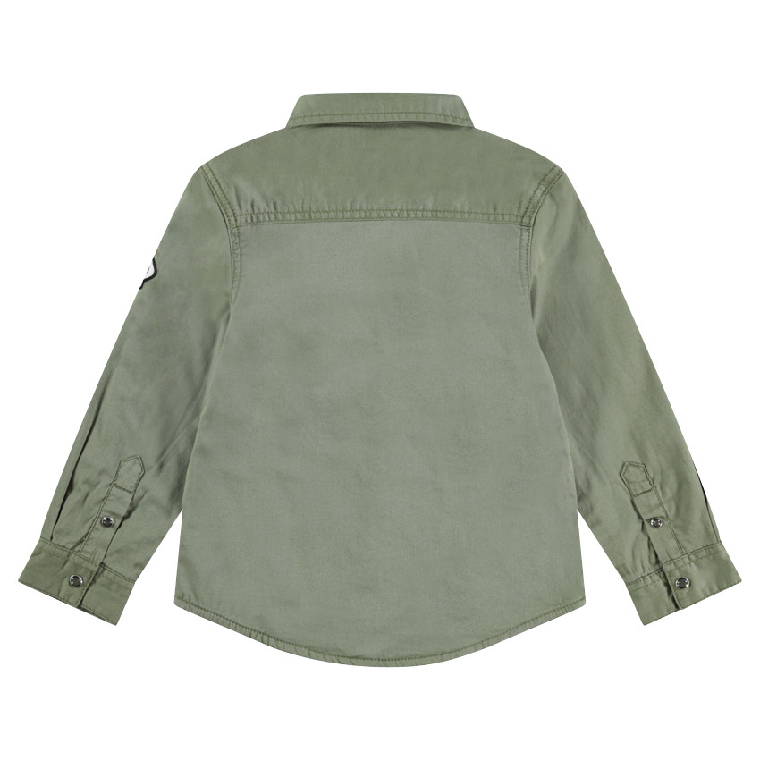 Chemise manches longues en coton surteint avec badges patchés 