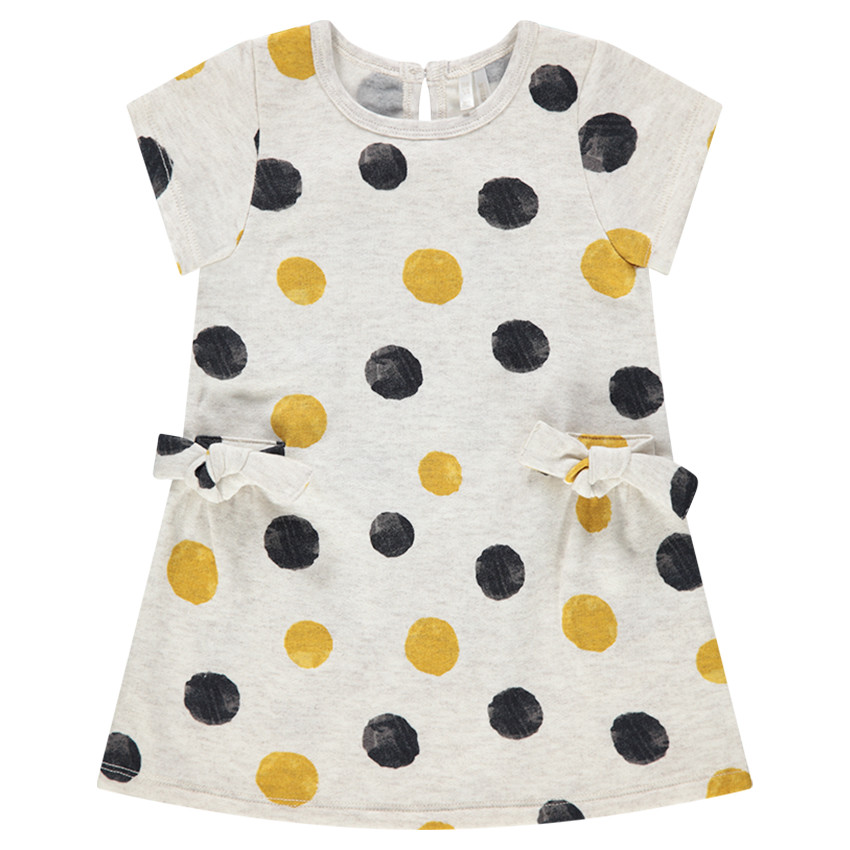 Robe manches courtes en maille à pois colorés 