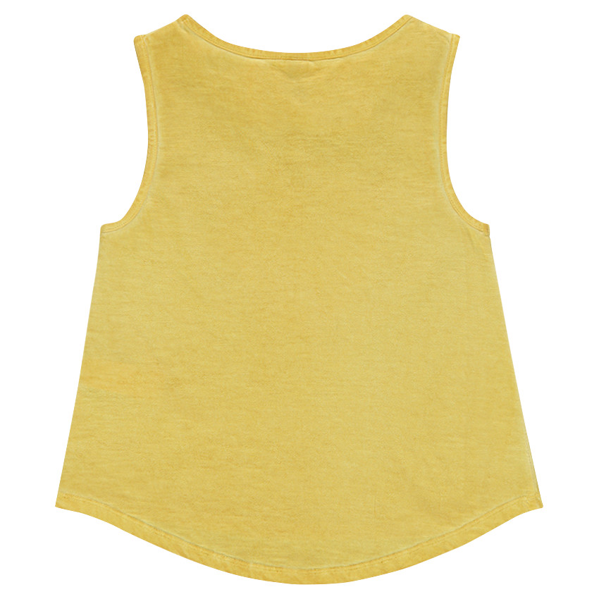 Junior - Débardeur moutarde effet fantaisie et coeur à franges 