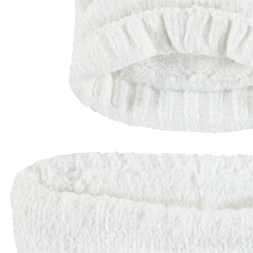 Ensemble bonnet et écharpe en maille chenille avec oreilles en relief 