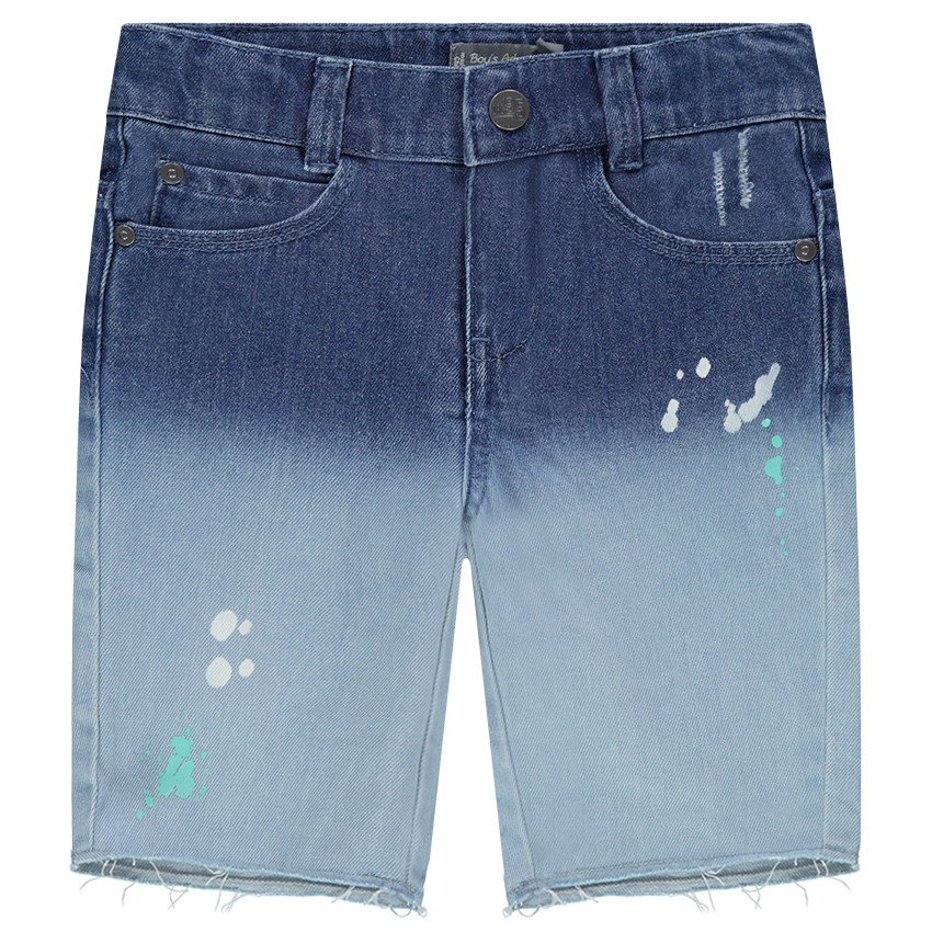 Short en jeans effet tie and dye avec effet tâches de peinture 