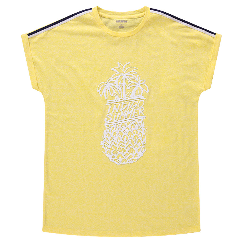 Junior - Tee-shirt manches courtes en jersey avec ananas printé et bandes appliquées 