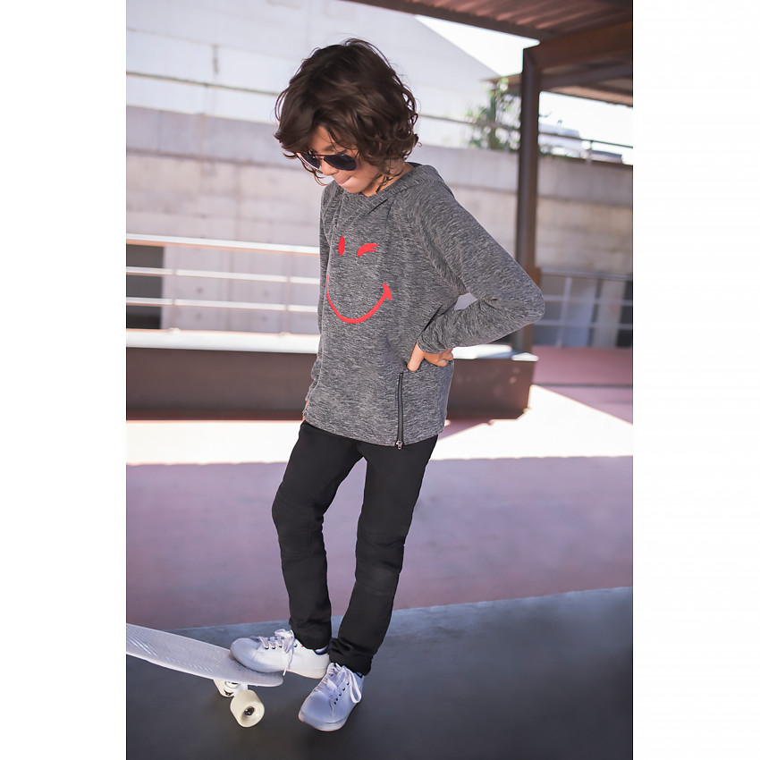 Junior - Pantalon en toile uni avec jeu de surpiqûres sur les jambes 