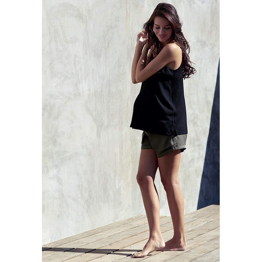 Top de grossesse en crêpe à col fantaisie 