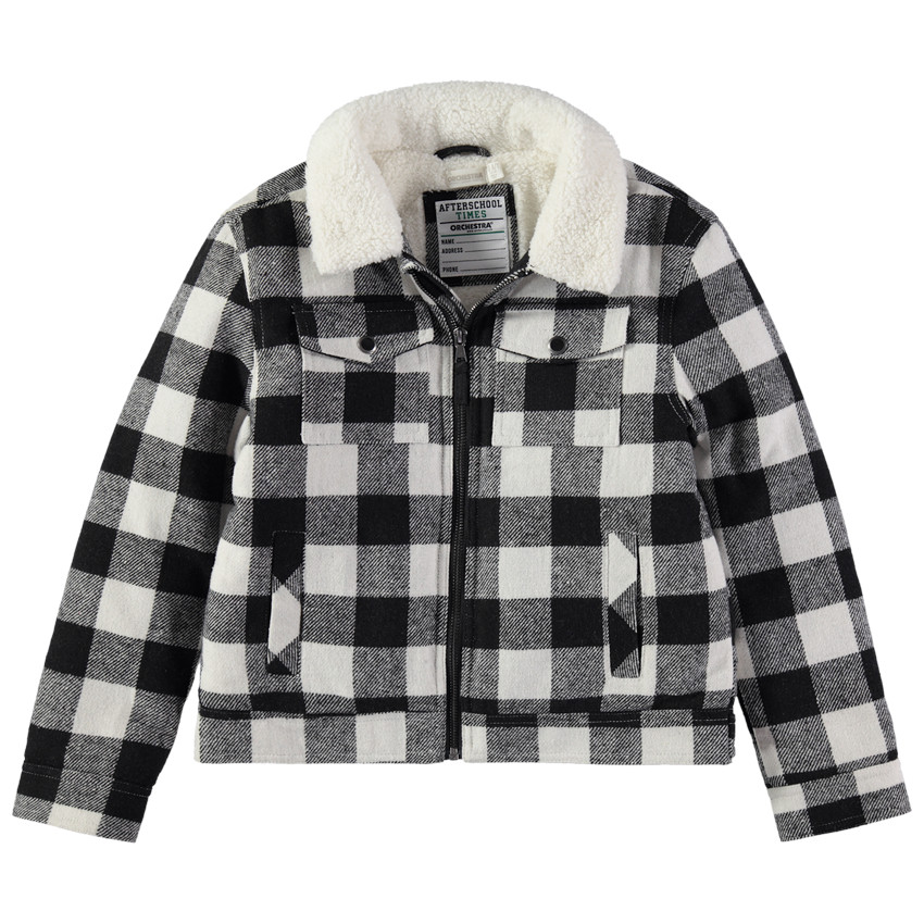 Junior - Veste à carreaux doublée sherpa à poches 