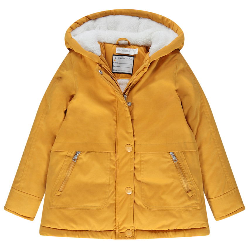 Parka en twill à capuche doublée sherpa 