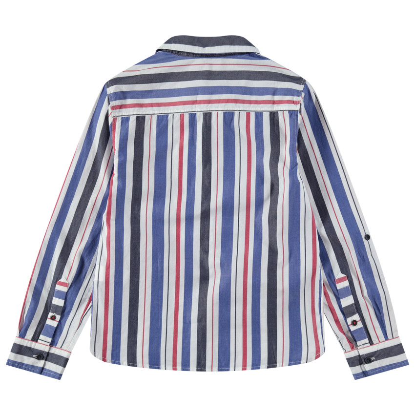 Junior - Chemise manches longues à rayures verticales et poche 