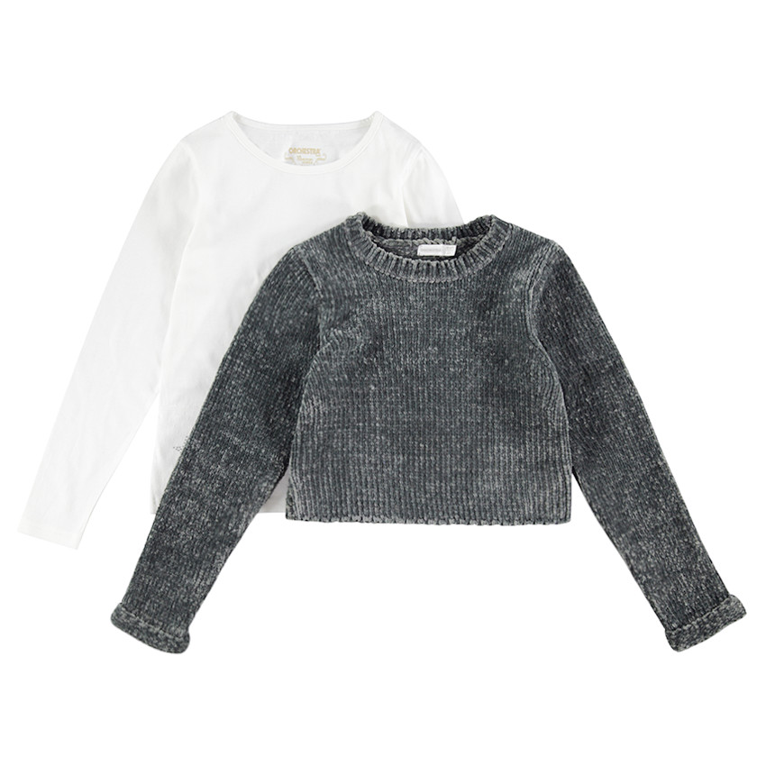 Junior - Pull 2 en 1 en maille chenille avec tee-shirt entièrement amovible 