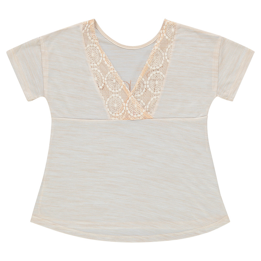 Junior - Tee-shirt manches courtes brodé avec dos en dentelle 